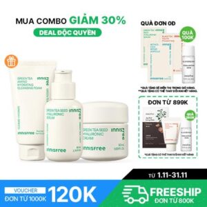 Set tinh chất và kem dưỡng cấp ẩm chuyên sâu trà xanh innisfree Green Tea Seed Serum & Cream Combo