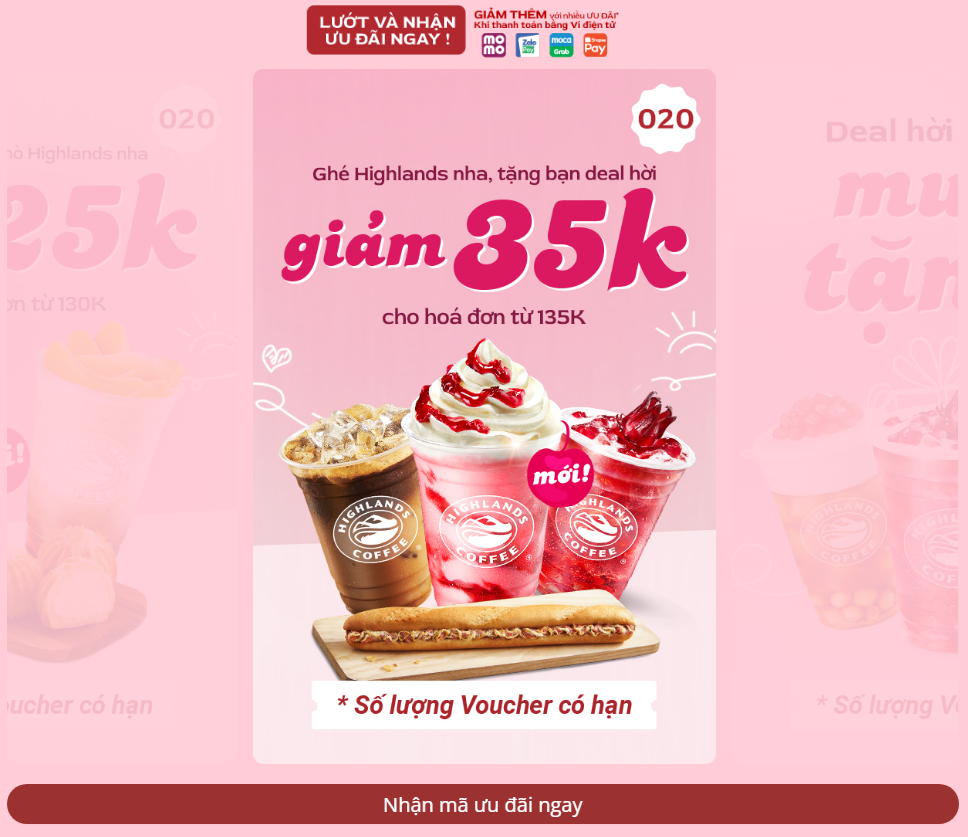 mã giảm giá Highlands Coffee