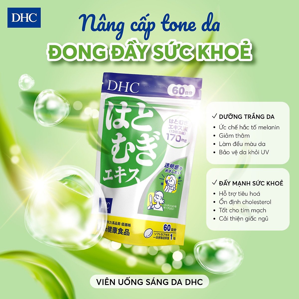 Chế độ ăn uống kết hợp với viên uống DHC ngừa mụn mờ thâm